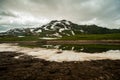 Foggy and cloudy evening in Caucasus Mountains