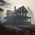 foggy and creepy old house - an eerie and atmospheric scene Royalty Free Stock Photo