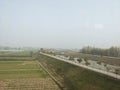 Foggy day farmland  in the north of Huaihe River Royalty Free Stock Photo