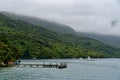 A foggy day in the Marlborough Sounds, in the South Island of New Zealand Royalty Free Stock Photo