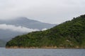 A foggy day in the Marlborough Sounds, in the South Island of New Zealand Royalty Free Stock Photo