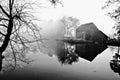 Foggy day at yates mill pond Raleigh NC Royalty Free Stock Photo