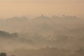 Foggy Early Morning Borobudur Famous Temple Silhoulette