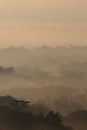 Foggy Early Morning Borobudur Famous Temple Silhoulette