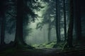 foggy forest with picturesque trees misty foggy forest foggy day Royalty Free Stock Photo