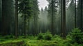 Enchanting European Forest: Moody Atmosphere With Green Pines