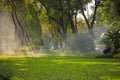 Foggy of garden sprinker in public park bangkok thailand Royalty Free Stock Photo