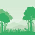 Foggy green hills vector illustration