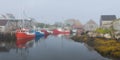 Foggy marina at Peggy`s Cove