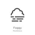 foggy icon vector from miscellaneous collection. Thin line foggy outline icon vector illustration. Outline, thin line foggy icon