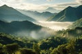 Foggy Jungle Landscape With Clouds Shrouding The Tropical Valley And Mountains, Viewed From Above Royalty Free Stock Photo