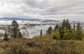 Foggy Landscape in Grand Teton National Park Wyoming in Autumn Royalty Free Stock Photo