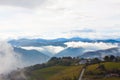 Foggy landscape with mountains in the background. Tineo, Asturias, Spain Royalty Free Stock Photo