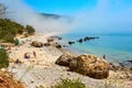 Foggy landscape in Porting da Arrabida, Portugal