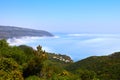 Foggy landscape in Porting da Arrabida, Portugal Royalty Free Stock Photo