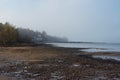 Foggy morning beach of the Finnish gulf