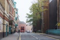 Foggy morning. Double decker bus, Harrow on the hill