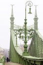 Foggy morning. Freedom Bridge in Budapest, Hungary Royalty Free Stock Photo