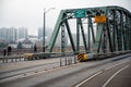 Foggy Morning on Hawthorne Bridge in Portland, Oregon