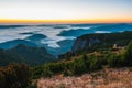 Foggy morning in National Park Ceahlau Royalty Free Stock Photo