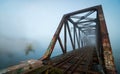 Foggy morning railway bridge. Daybreak on Prince of Wales Railway trestle, Ottawa, Ontario Royalty Free Stock Photo