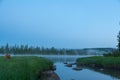 Foggy morning on the river. Eastern Siberia