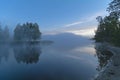 Foggy morning on the river.