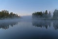 Foggy morning on the river.