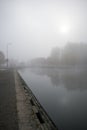 Foggy morning at the Saimaa canal in Mustola, Lappeenranta Finland Royalty Free Stock Photo