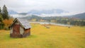 Foggy morning scenery of Lake Geroldsee in autumn Royalty Free Stock Photo