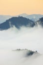 Foggy morning sunrise mountain background Royalty Free Stock Photo