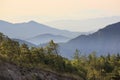 Foggy morning sunrise with mountain background Royalty Free Stock Photo