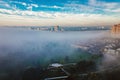 Foggy morning in Toronto city, Canada.