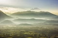 Foggy morning view of volcan Cayambe en ecuador