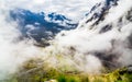 foggy mountain ath the death road, Bolivia