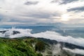 Foggy Mountain with Blue Sky Royalty Free Stock Photo