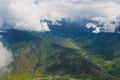 Foggy Mountain peak scenic countryside landscape of Paro valley in Bhutan Royalty Free Stock Photo