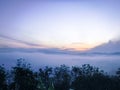 Foggy mountain before sunrise