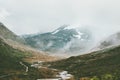 Foggy Mountains Landscape in Jotunheimen national park Norway Royalty Free Stock Photo