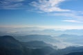 Foggy mountains in the morning. View from the Adam`s Peak, Sri L