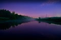 Foggy Night on countryside river Royalty Free Stock Photo