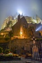 Foggy night in Mont Saint Michel, Normandy, France Royalty Free Stock Photo