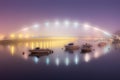 Foggy night at Plentzia bridge Royalty Free Stock Photo