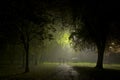 Foggy night it town Manchester England Europe Royalty Free Stock Photo