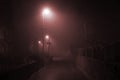 Foggy night it town Manchester England Europe Royalty Free Stock Photo