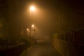 Foggy night it town Manchester England Europe Royalty Free Stock Photo