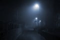 Foggy night it town Manchester England Europe Royalty Free Stock Photo