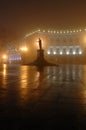 Foggy night in town, Odessa,Ukraine Royalty Free Stock Photo