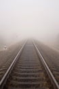 Foggy railway landscape.