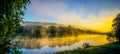 Foggy river at dawn